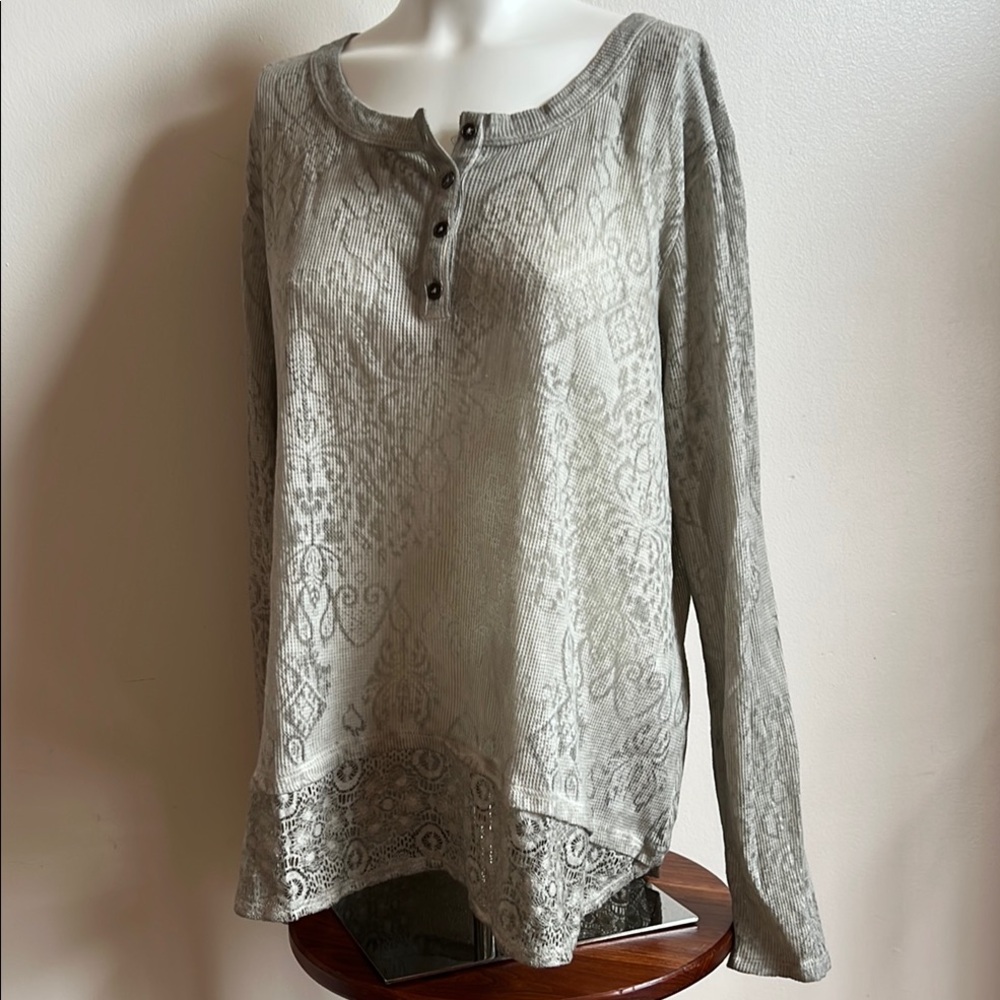 Style & Co. Gray Long Sleeve Relaxed Blouse